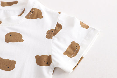 Bear Brother Short Sleeve Strap Kids Clothes Two-piece Suit