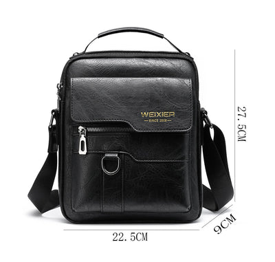 Popular Men's Messenger Bag One Shoulder Retro Business Backpack PU Leather Flaps Crossbody Bags Business Flap Male Solid Travel Bag