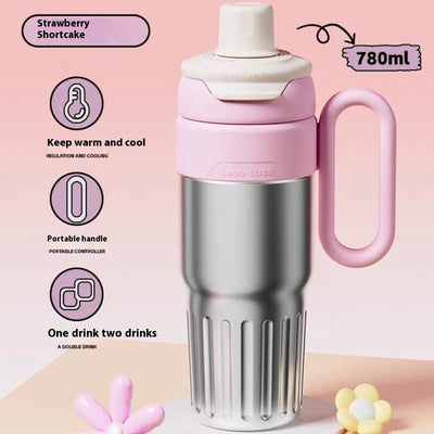 780ml Gradient Double Drink Thermal Cup Stainless Steel With Lid Coffee Cup Thermos Large Capacity Straw Cup For Male And Female