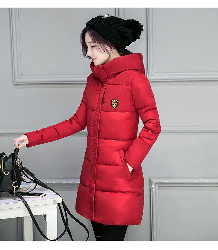 Mid-length Hooded Long Sleeve Down Cotton Clothes Women's Clothes Girl Down Cotton Jacket Coat