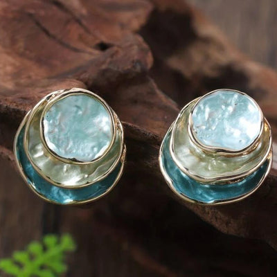 Ins Three-colored Painting Round Earrings Fashion Elegant Versatile Geometric Earrings For Women Jewelry