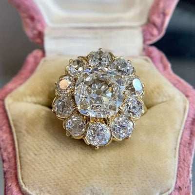 Luxury Style Floral Large Carat Rhinestone Elegant Ring