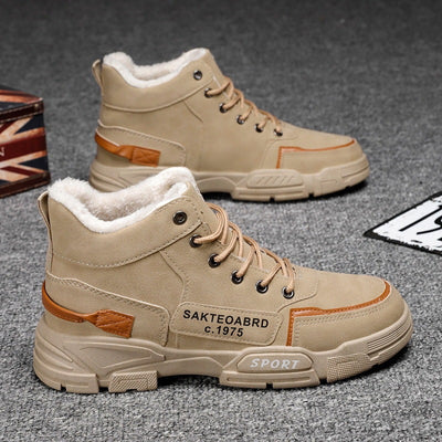 Plush Snow Boots Winter New Winter Velvet Thickened Warm Cotton Shoes Casual Trendy High-top Workwear Boots For Men