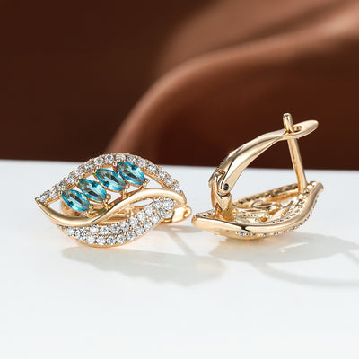 Ins Leaf-shaped Rhinestones Earrings Fashion Unique Zircon-encrusted Stud Earrings Women's Jewelry