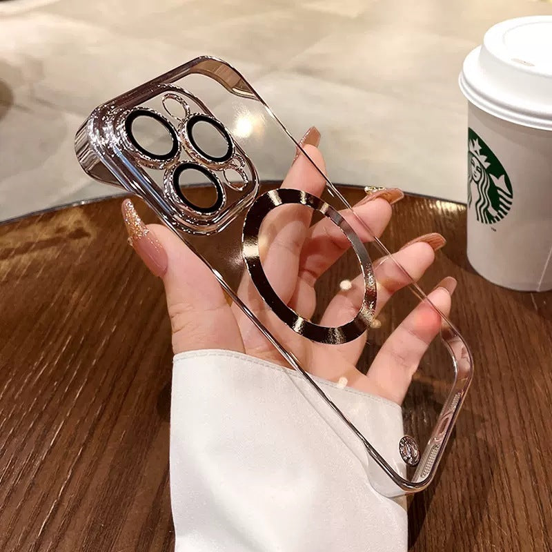 Plastic Dustproof Net Electroplating Frameless Phone Case I Magnetic Hard Shell