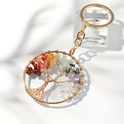 Crystal Chips Tree Of Life Keychain