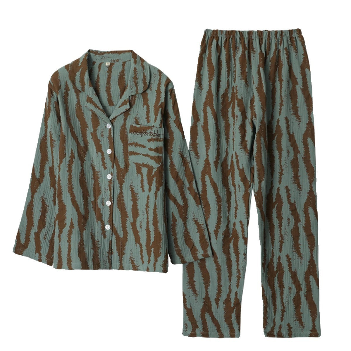 New Pajama Set Long Sleeve Cardigan Stripe Retro Women's Homewear