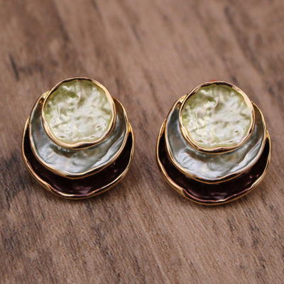 Ins Three-colored Painting Round Earrings Fashion Elegant Versatile Geometric Earrings For Women Jewelry