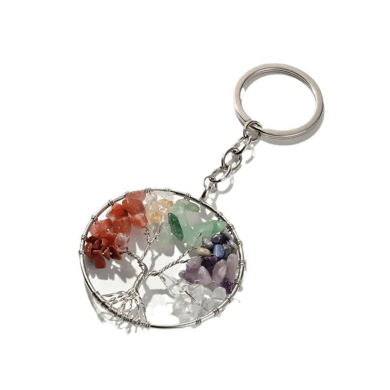 Crystal Chips Tree Of Life Keychain