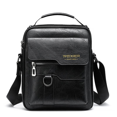 Popular Men's Messenger Bag One Shoulder Retro Business Backpack PU Leather Flaps Crossbody Bags Business Flap Male Solid Travel Bag