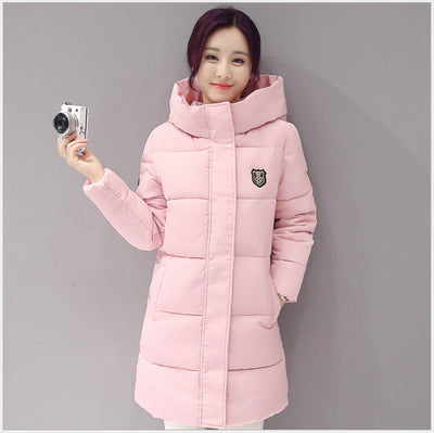 Mid-length Hooded Long Sleeve Down Cotton Clothes Women's Clothes Girl Down Cotton Jacket Coat