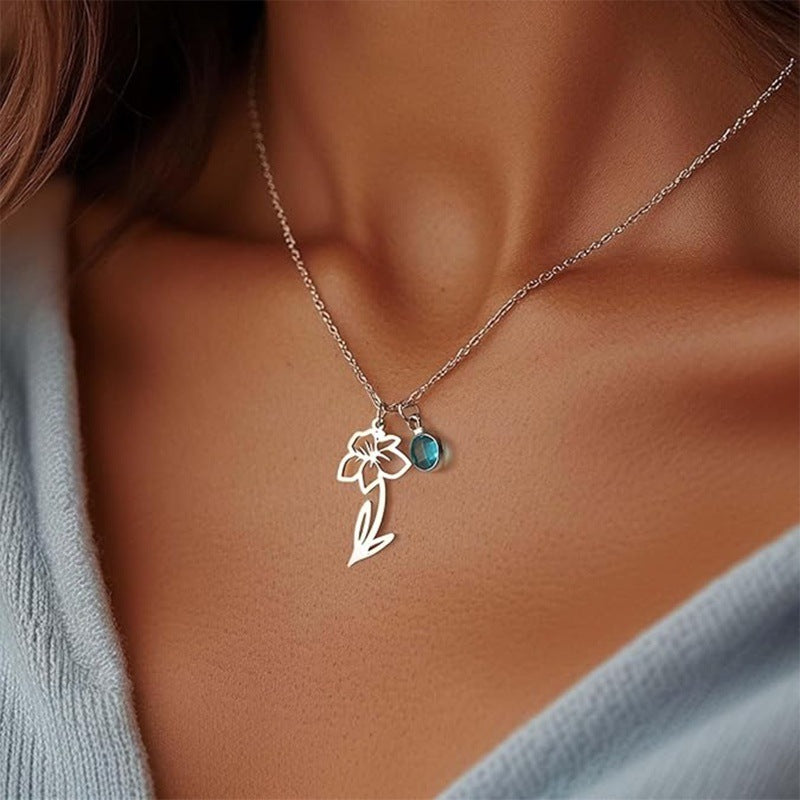 Women's Versatile December Birthday Flower Pendant Necklace