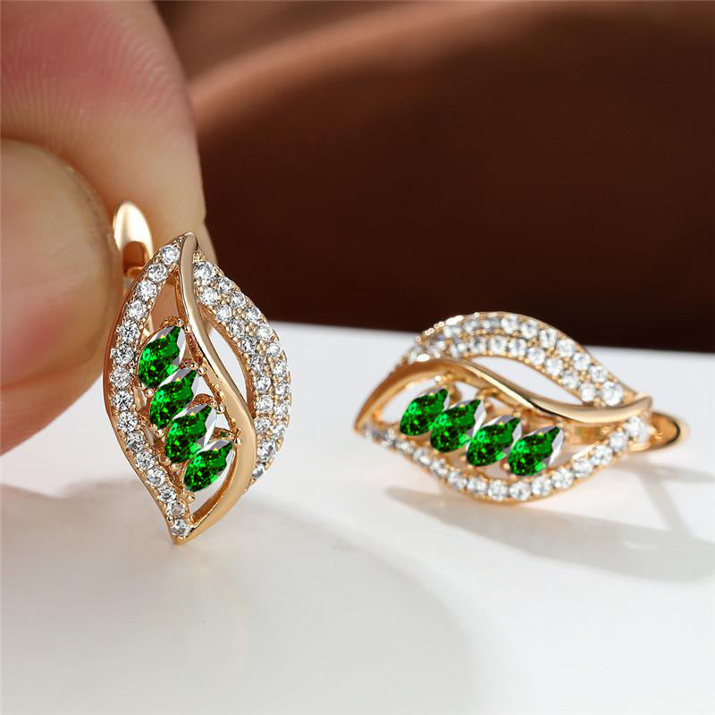 Ins Leaf-shaped Rhinestones Earrings Fashion Unique Zircon-encrusted Stud Earrings Women's Jewelry