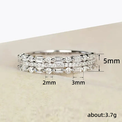 Multilayer Ring Three-layer Fine Circle Line Setting For Women Full Finger Rings Jewelry Gifts