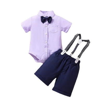 Children's Summer Clothing Short Sleeve Rompers Suspender Shorts Gentleman Suit