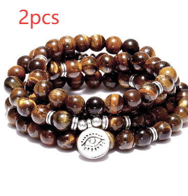 Amazon Stone Tiger Eye Stone Bracelet Necklace 108 Buddha Beads Lotus Bracelet
