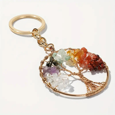 Crystal Chips Tree Of Life Keychain