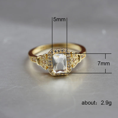 Women's Simple And Fashionable Square Zirconia Micro-set Ring