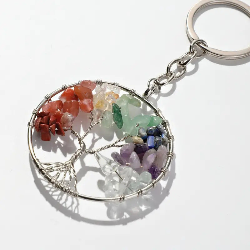 Crystal Chips Tree Of Life Keychain