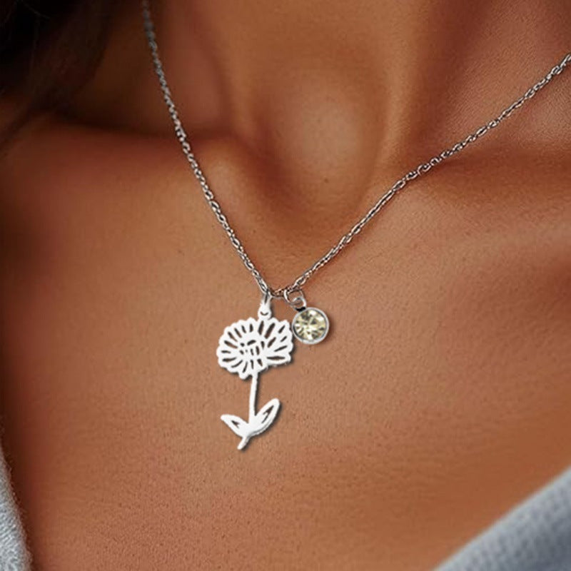Women's Versatile December Birthday Flower Pendant Necklace