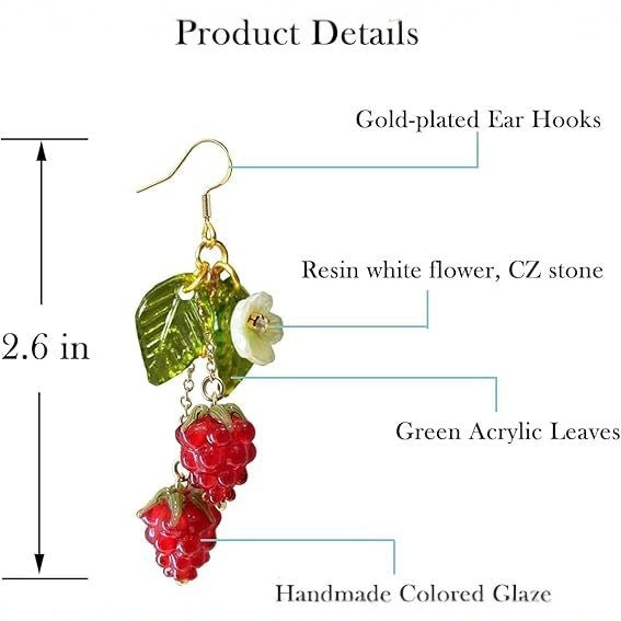 New Red Fruit Strawberry Tassel Earrings