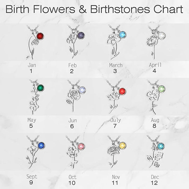 Women's Versatile December Birthday Flower Pendant Necklace