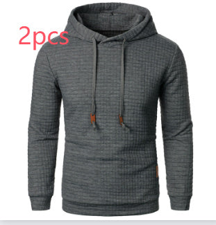 Men's Jacquard Hooded Sweater Long-sleeved Hoodie Warm Solid Sports Top