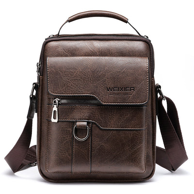 Popular Men's Messenger Bag One Shoulder Retro Business Backpack PU Leather Flaps Crossbody Bags Business Flap Male Solid Travel Bag