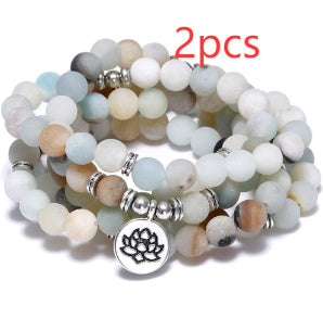 Amazon Stone Tiger Eye Stone Bracelet Necklace 108 Buddha Beads Lotus Bracelet