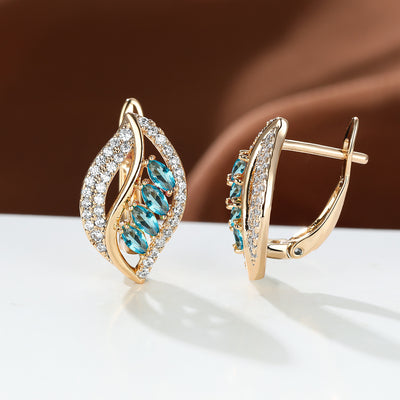 Ins Leaf-shaped Rhinestones Earrings Fashion Unique Zircon-encrusted Stud Earrings Women's Jewelry
