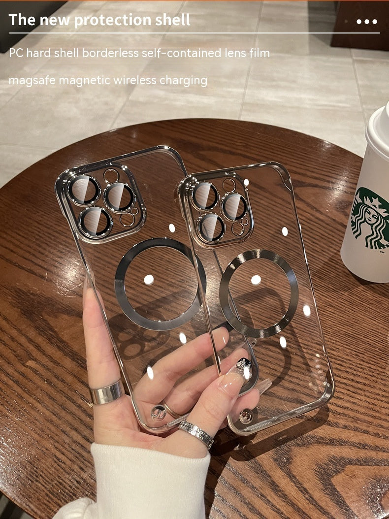 Plastic Dustproof Net Electroplating Frameless Phone Case I Magnetic Hard Shell