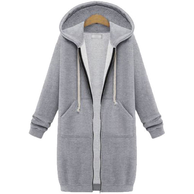 Hooded Long Sleeve Sweater Fleece Long Jacket
