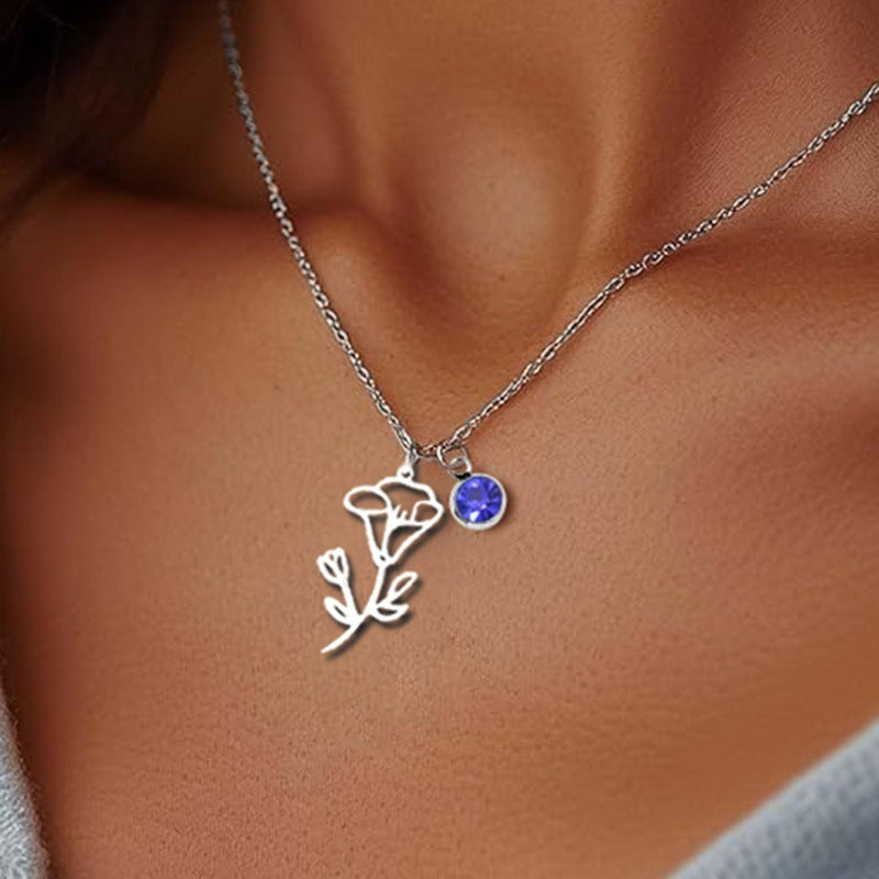 Women's Versatile December Birthday Flower Pendant Necklace