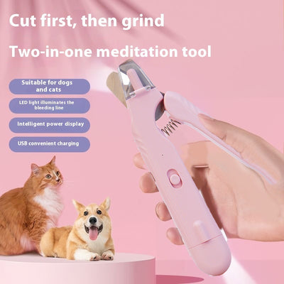2 In 1 Pet Nail Clippers With Led Light Dog Cat Special Blood Line Scissors Multifunction Animals Paw Nail Trimmer Pet Supplies