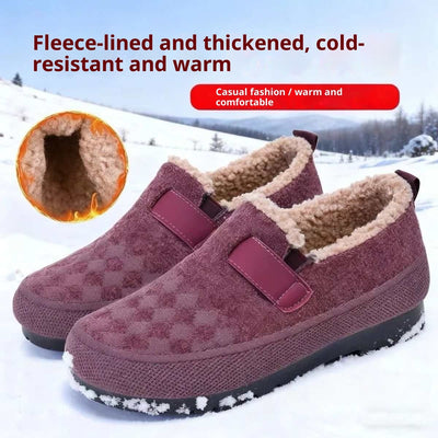 Winter Fleece-lined Old Beijing Cloth Shoes For Women