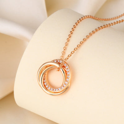 Fashionable And Versatile Seiko Micro-inlaid Interlocking Circle Necklace For Women
