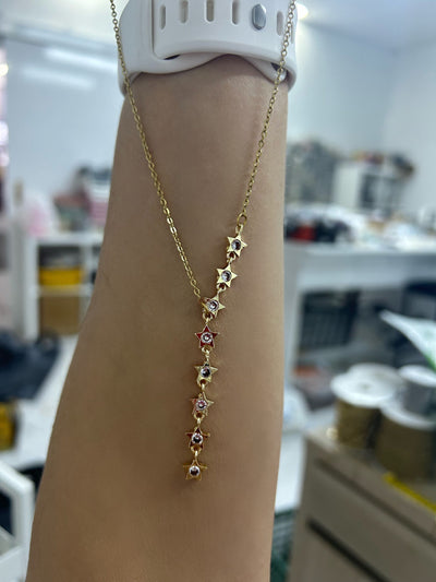 Stainless Steel Star Line Necklace For Women