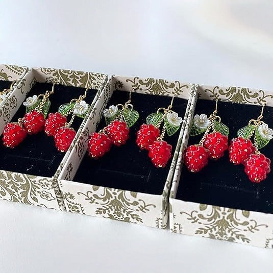 New Red Fruit Strawberry Tassel Earrings