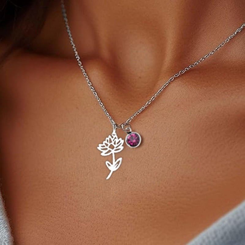 Women's Versatile December Birthday Flower Pendant Necklace