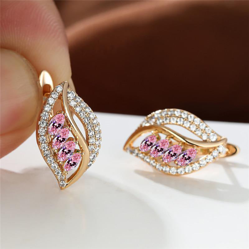 Ins Leaf-shaped Rhinestones Earrings Fashion Unique Zircon-encrusted Stud Earrings Women's Jewelry