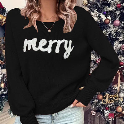 Knitted Women Crew Neck Sweater Loose Pullover Female Jumper Elegant Spring Warm Spring New Year Trendy Christmas Sweater