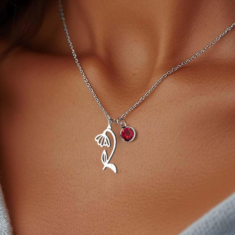 Women's Versatile December Birthday Flower Pendant Necklace